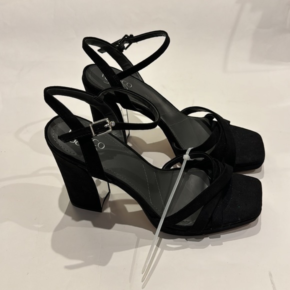 Franco Sarto NWT Damaris Faux Leather Black Heeled Sandals no box - Picture 4 of 8